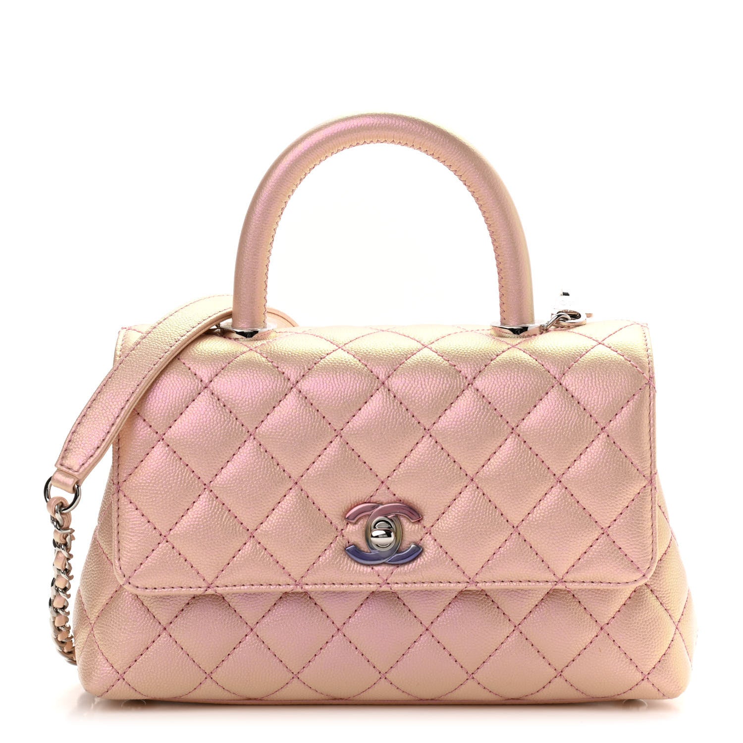 Chanel Iridescent Caviar Quilted Mini Coco Handle Flap Pink 1 of 9