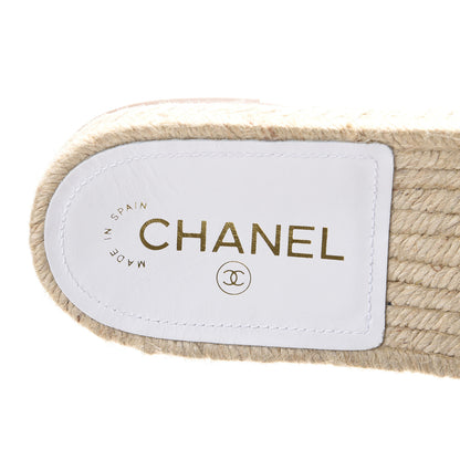 Chanel Calfskin CC Espadrille Slip On Sandals 41 White 7 of 10
