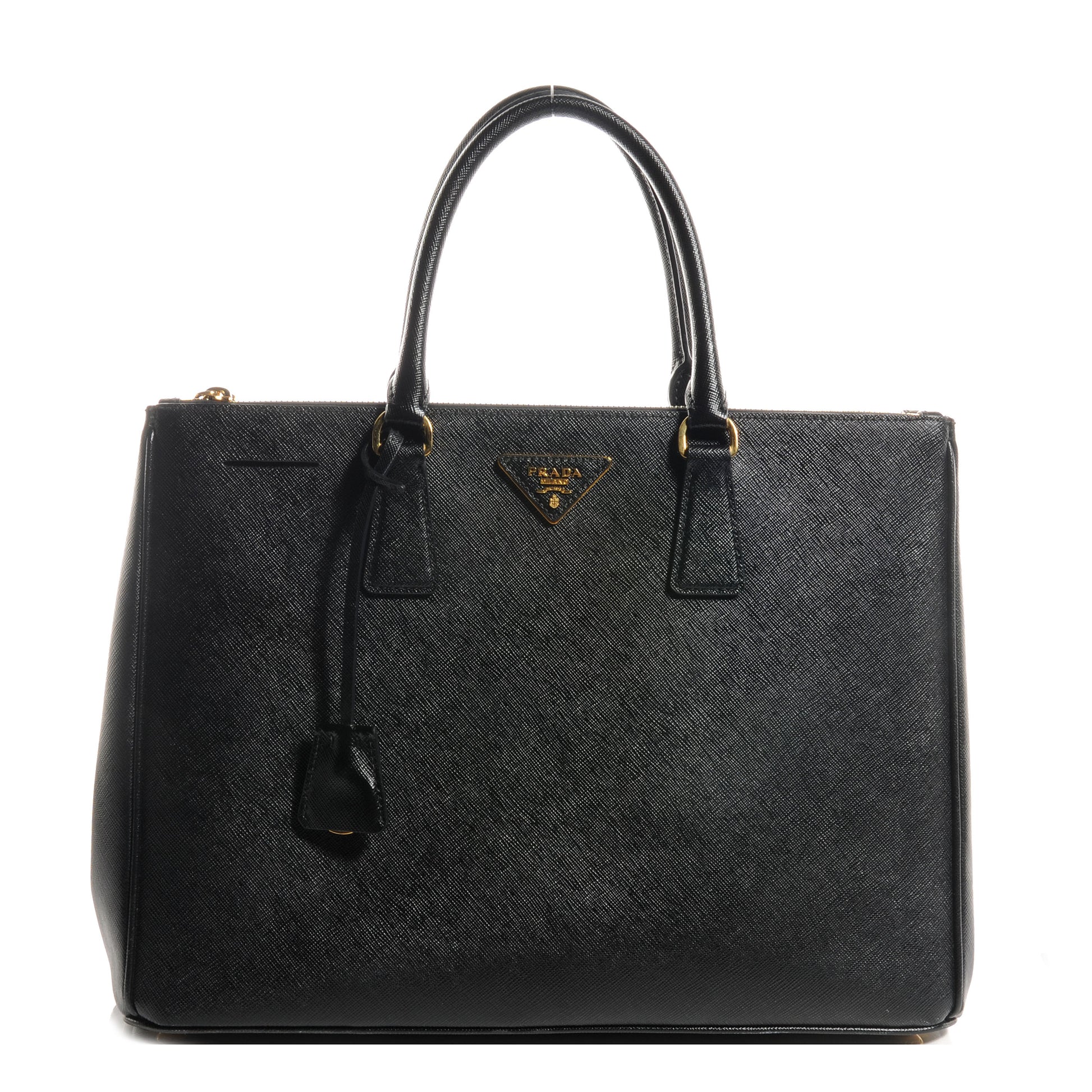 Prada Saffiano Lux Double Zip Medium Tote Nero Black 1 of 9