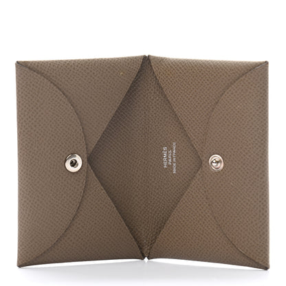 Hermes Epsom Calvi Card Case Etoupe 5 of 8