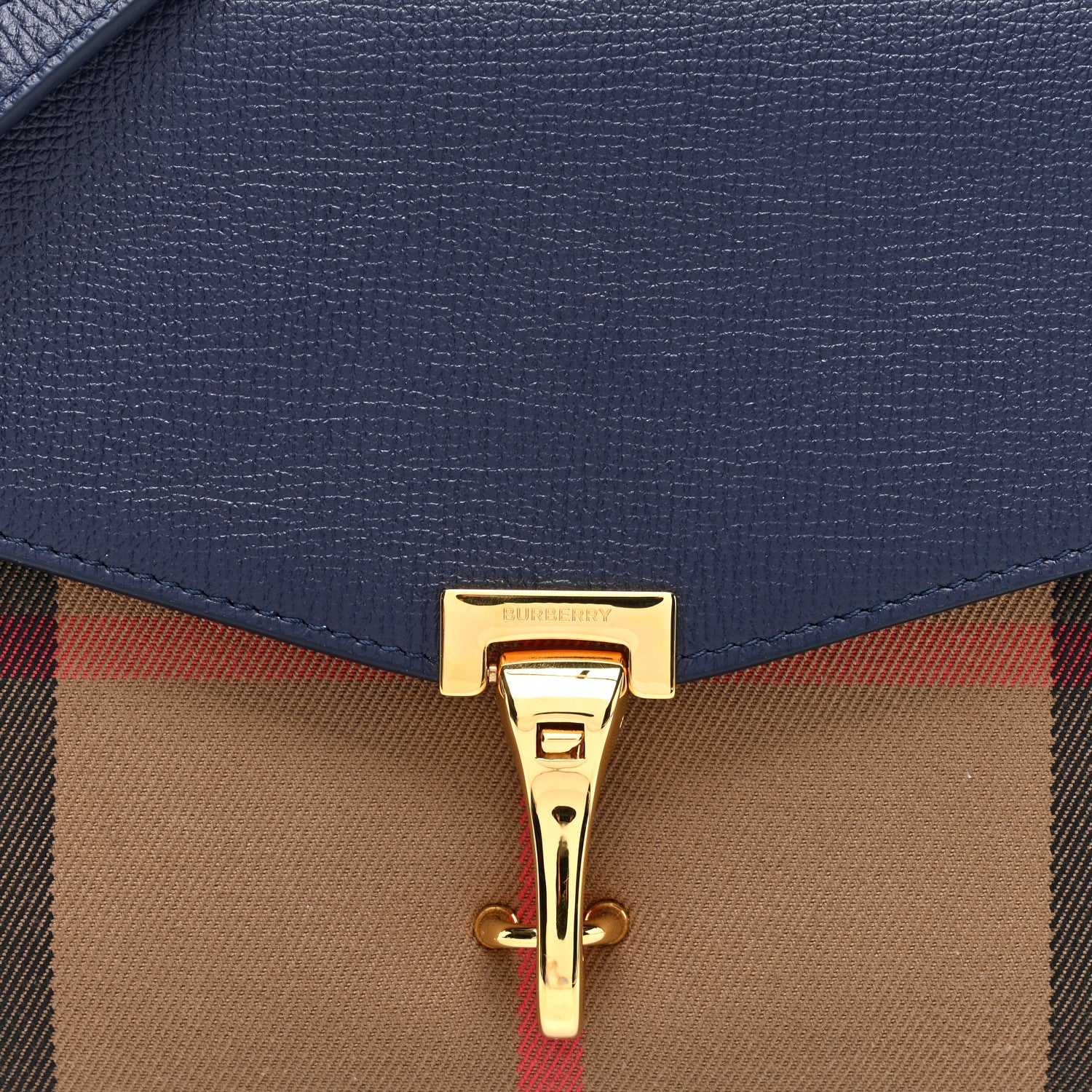 Burberry Derby Calfskin House Check Small Macken Crossbody Bag Regency Blue 7 of 9