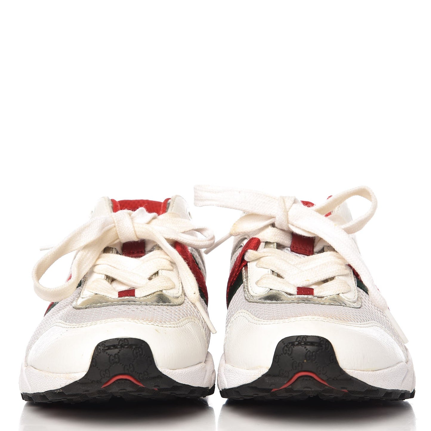 Calfskin Air Mesh Web Sneakers 36 White
