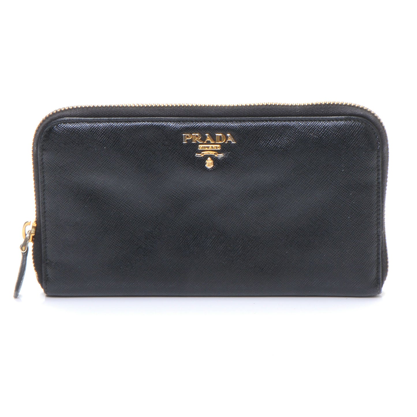 Saffiano Metal Zip Around Wallet Nero Black