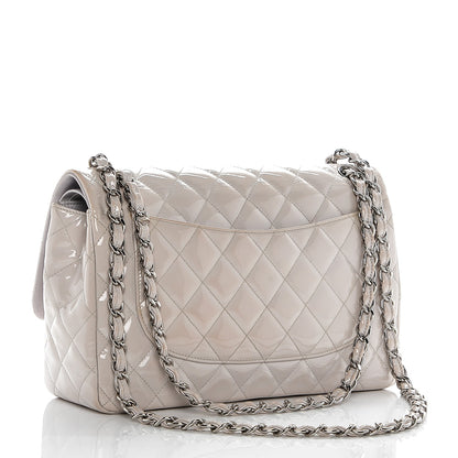 Chanel Patent Quilted Jumbo Double Flap Light Grey 3 of 9