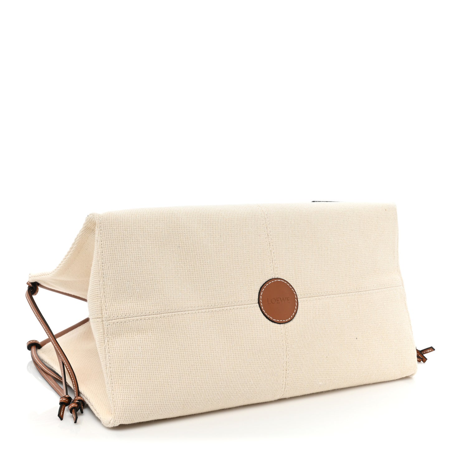 Canvas Calfskin Small Cushion Tote Beige