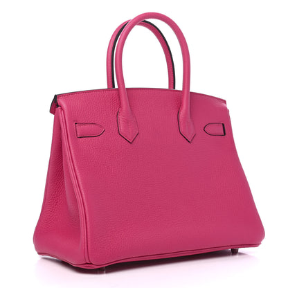 Hermes Taurillon Clemence Birkin 30 Rose Shocking 2 of 9