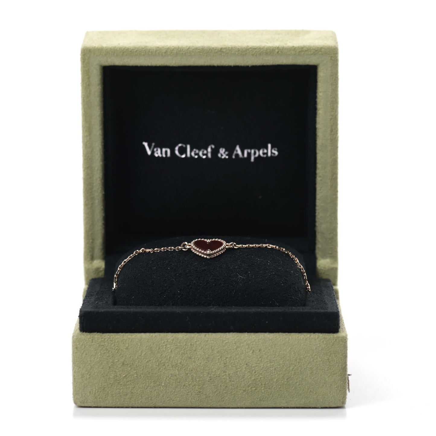 18K Rose Gold Carnelian Sweet Alhambra Heart Bracelet