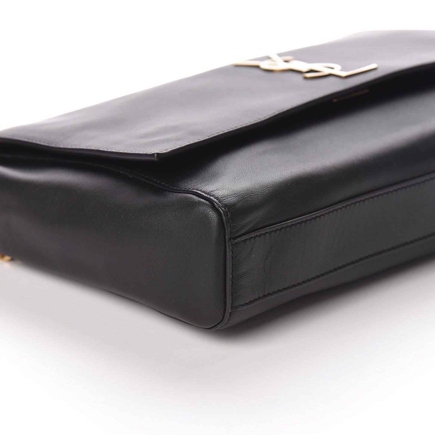 Smooth Calfskin Suede Medium Reversible Monogram Kate Satchel Black