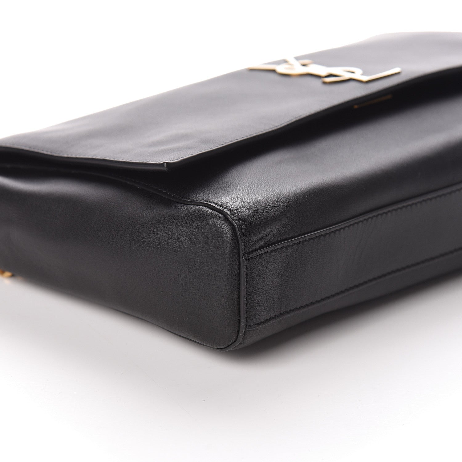 Saint Laurent Smooth Calfskin Suede Medium Reversible Monogram Kate Satchel Black 10 of 15