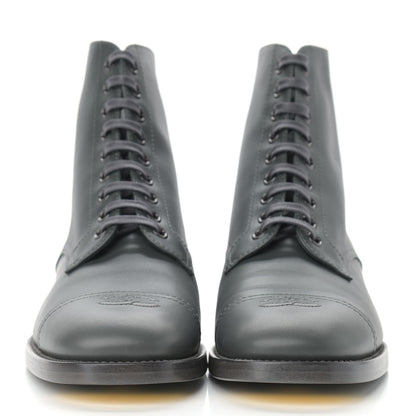 Chanel Calfskin Cap Toe CC Lace Up Boots 37.5 Dark Grey 2 of 13