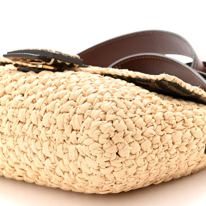 Fendi Straw Vitello King Woven Baguette Natural Ghianda 9 of 9
