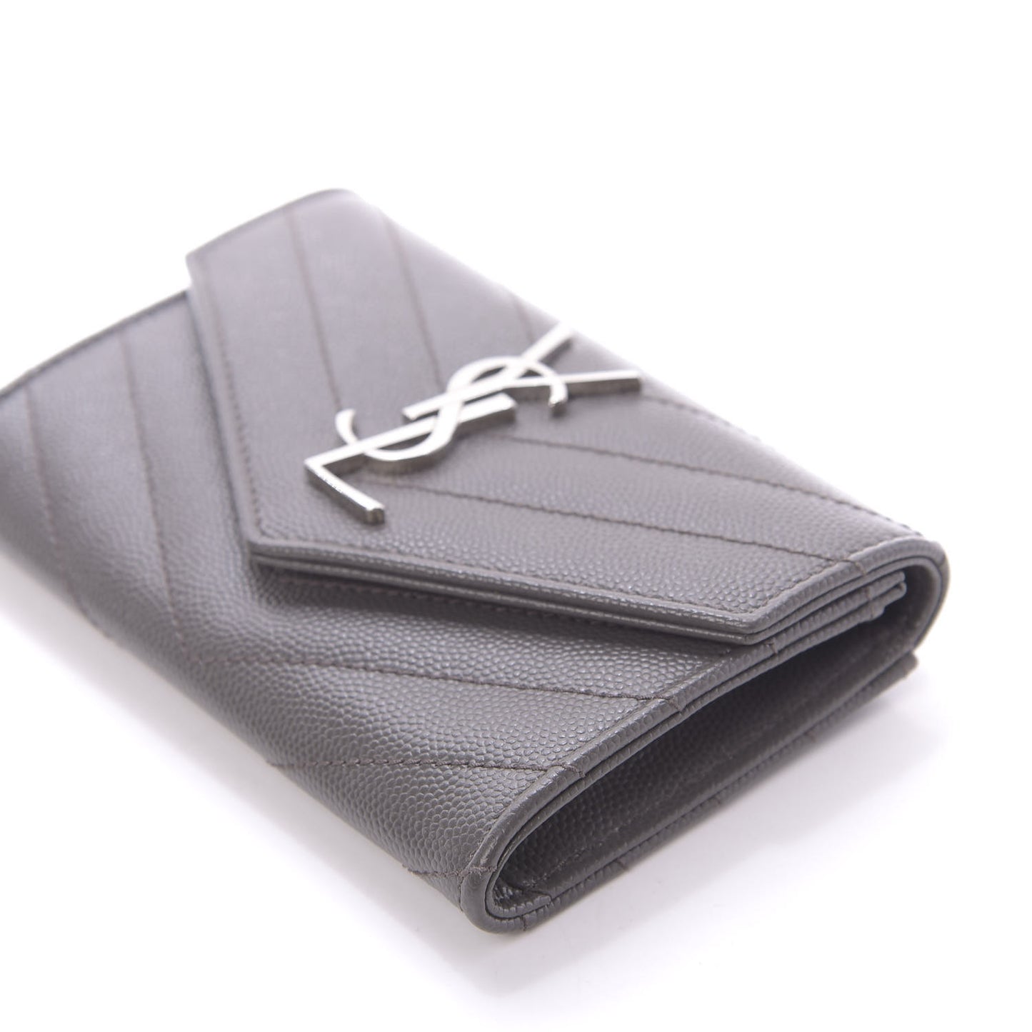 Grain De Poudre Matelasse Chevron Small Monogram Envelope Wallet Earth