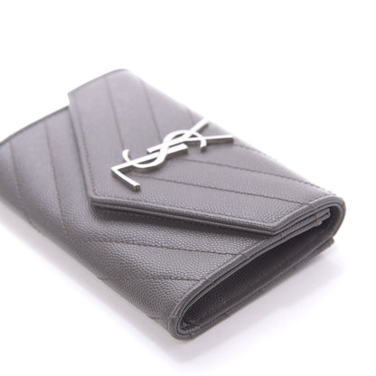 Saint Laurent Grain De Poudre Matelasse Chevron Small Monogram Envelope Wallet Earth 9 of 10