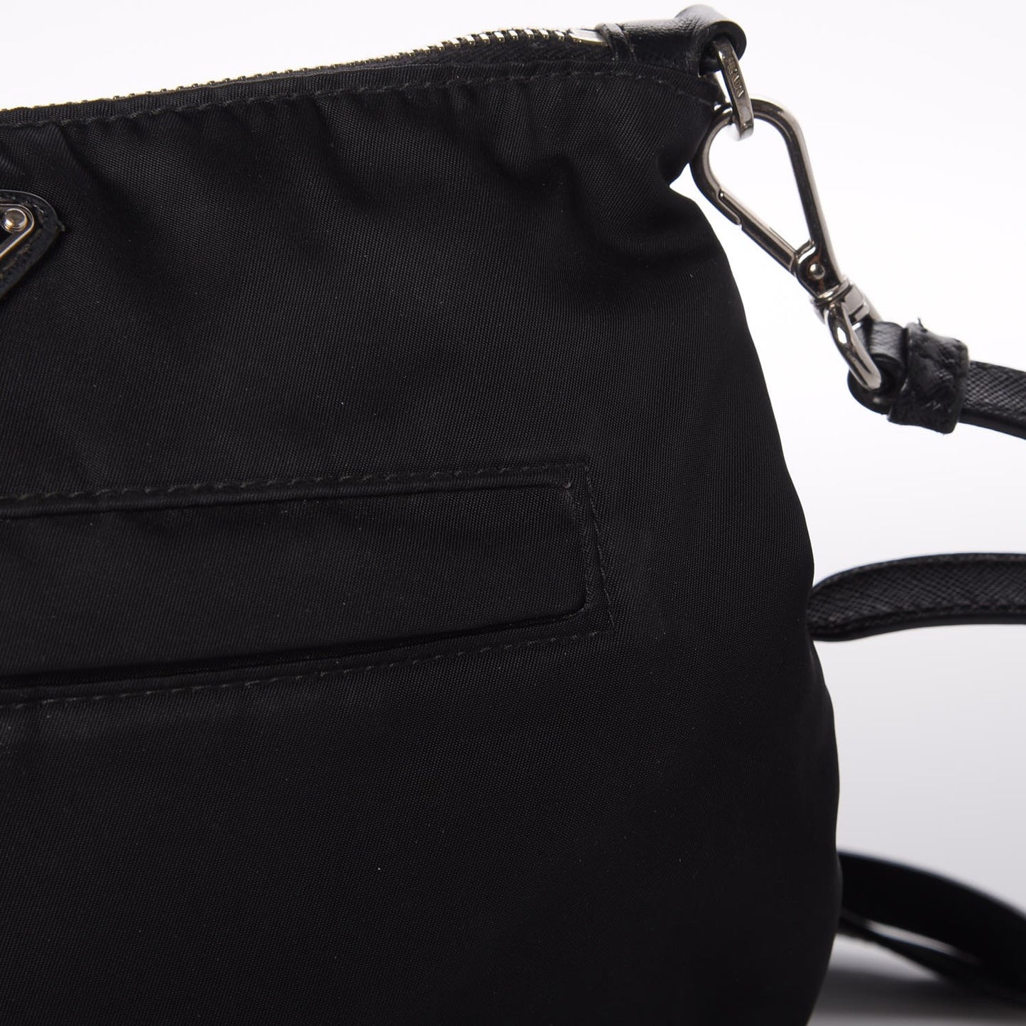 Nylon Saffiano Flat Messenger Bag Black