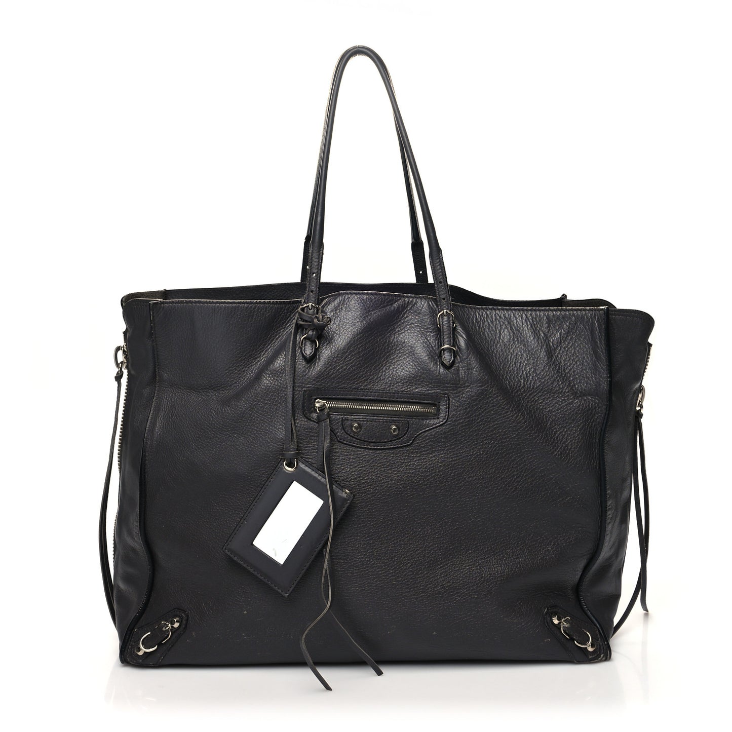 Veau Papier A4 Zip Around Tote Gris Fossile