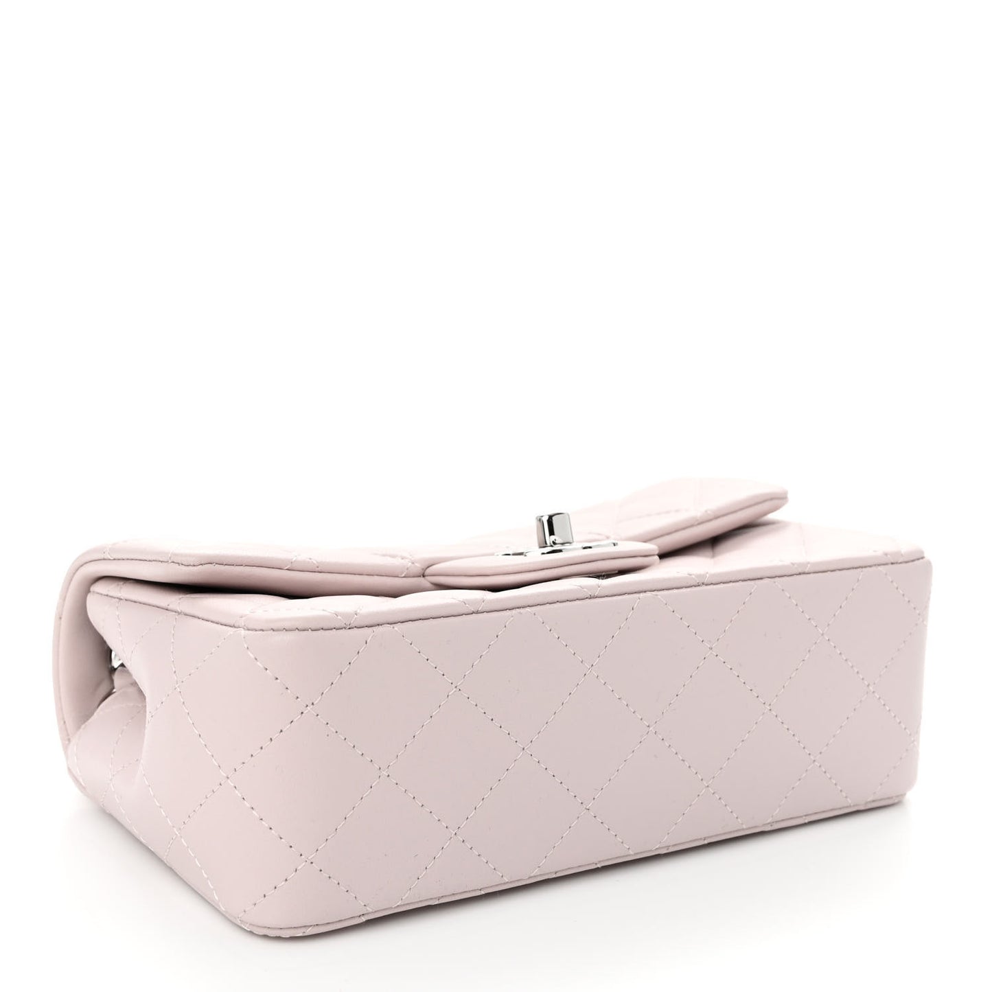 Lambskin Quilted Mini Rectangular Flap Light Purple