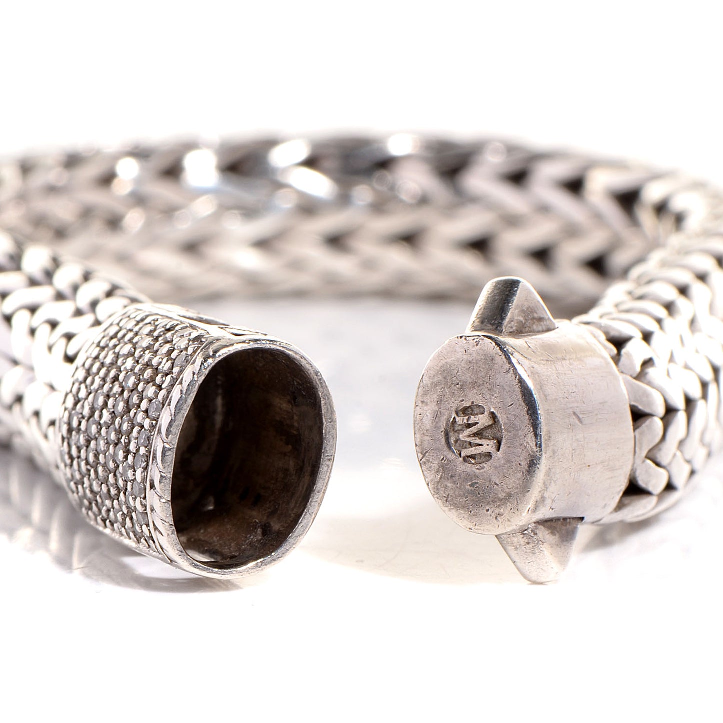 Sterling Silver Diamond 11mm Classic Chain Bracelet