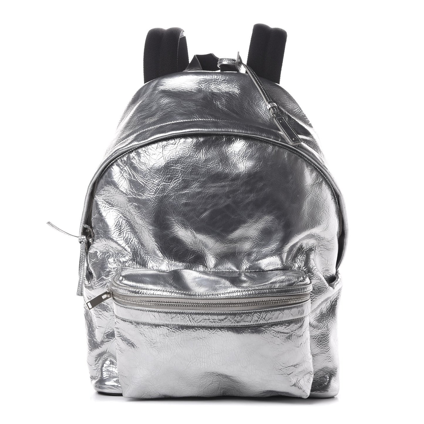 Textured Patent City Backpack Argent