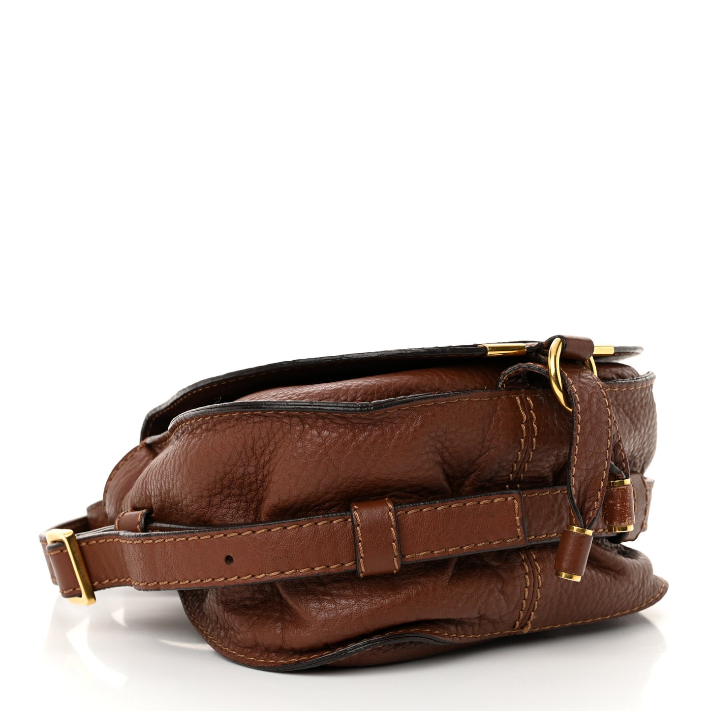 Calfskin Small Marcie Round Crossbody Bag Caramel