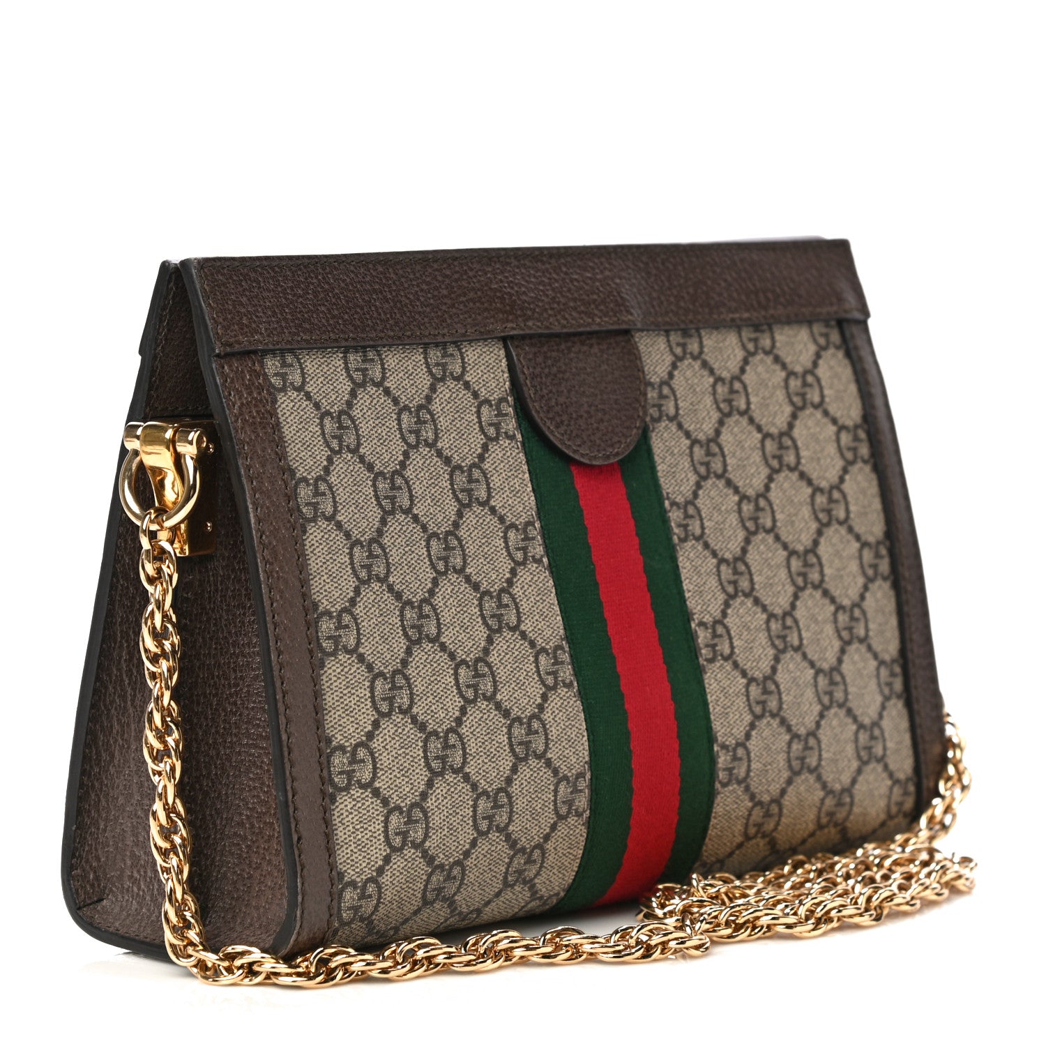 Gucci GG Supreme Monogram Web Small Ophidia Chain Shoulder Bag Brown 3 of 12