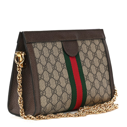 Gucci GG Supreme Monogram Web Small Ophidia Chain Shoulder Bag Brown 3 of 12