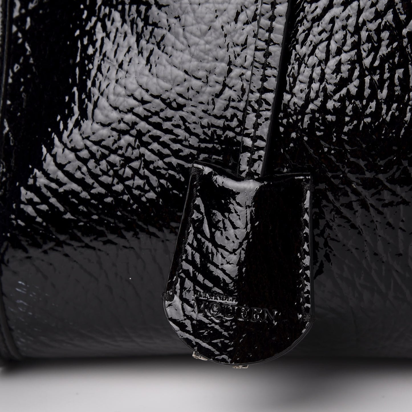 Patent Small Eyelet Padlock Skull Tote Black