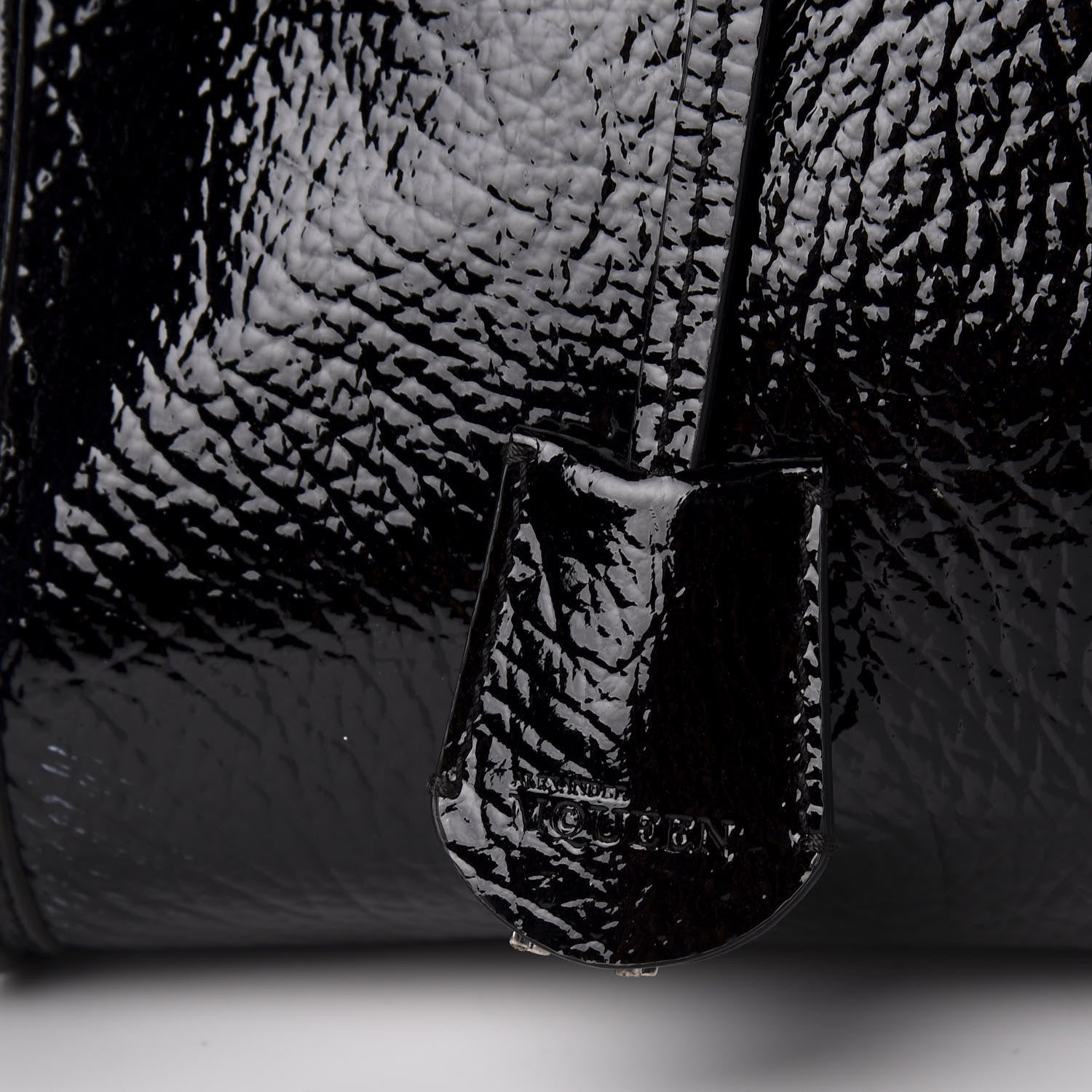 Alexander McQueen Patent Small Eyelet Padlock Skull Tote Black 10 of 11