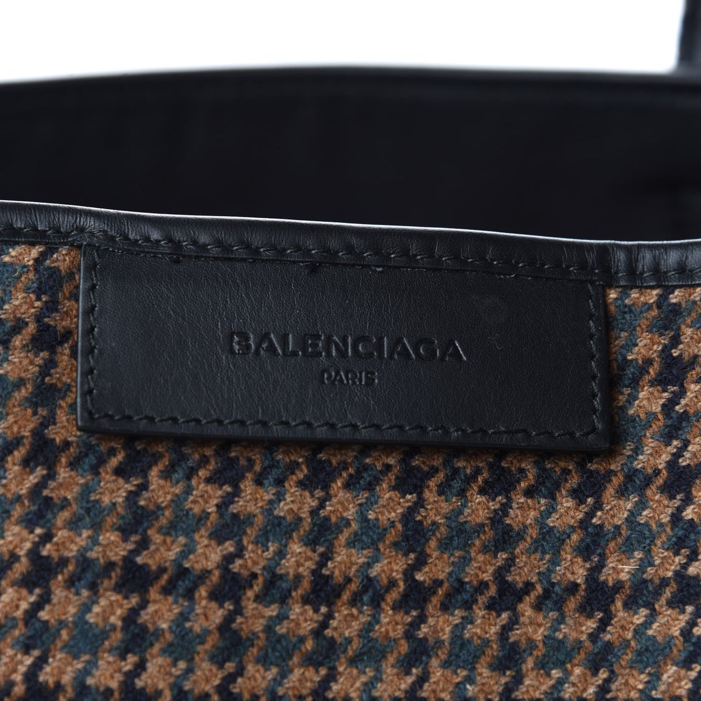 Wool Houndstooth S Navy Cabas