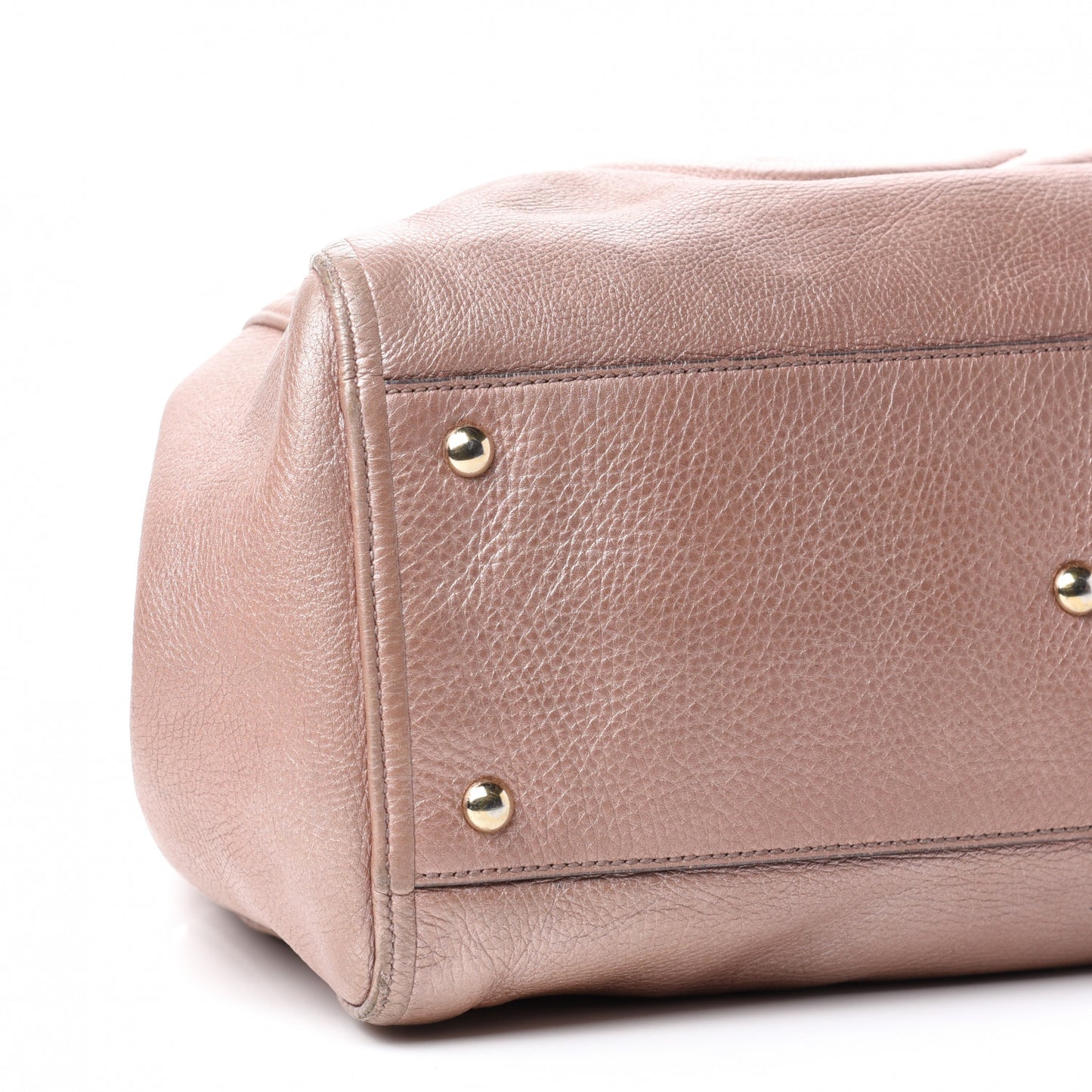 Metallic Pebbled Calfskin Medium Soho Shoulder Bag Pink