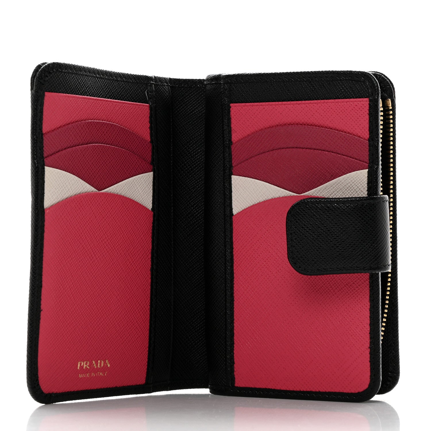 Prada Saffiano Metal Compact Wallet Black Ibisco 5 of 8