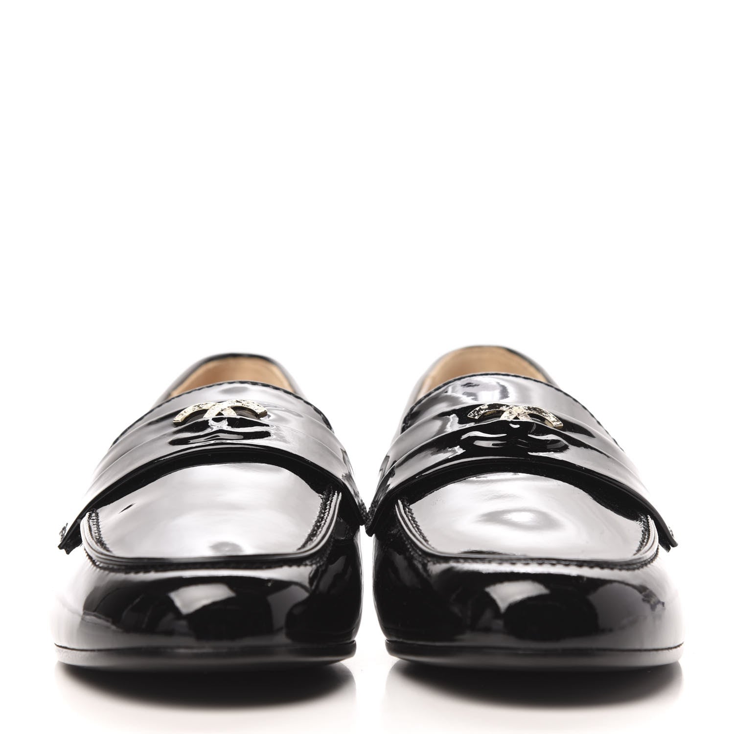 Chanel Patent Calfskin CC Mocassin Loafers 38.5 Black 2 of 9