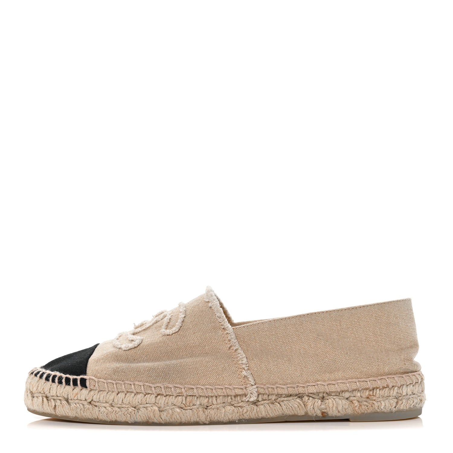 Chanel Linen CC Espadrilles 42 Beige Black 1 of 9