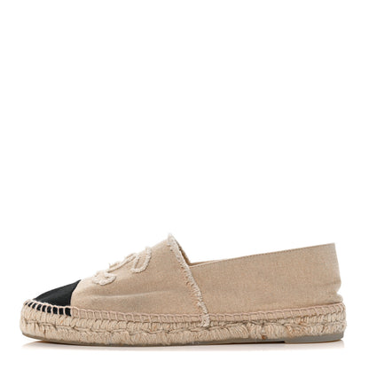 Chanel Linen CC Espadrilles 42 Beige Black 1 of 9