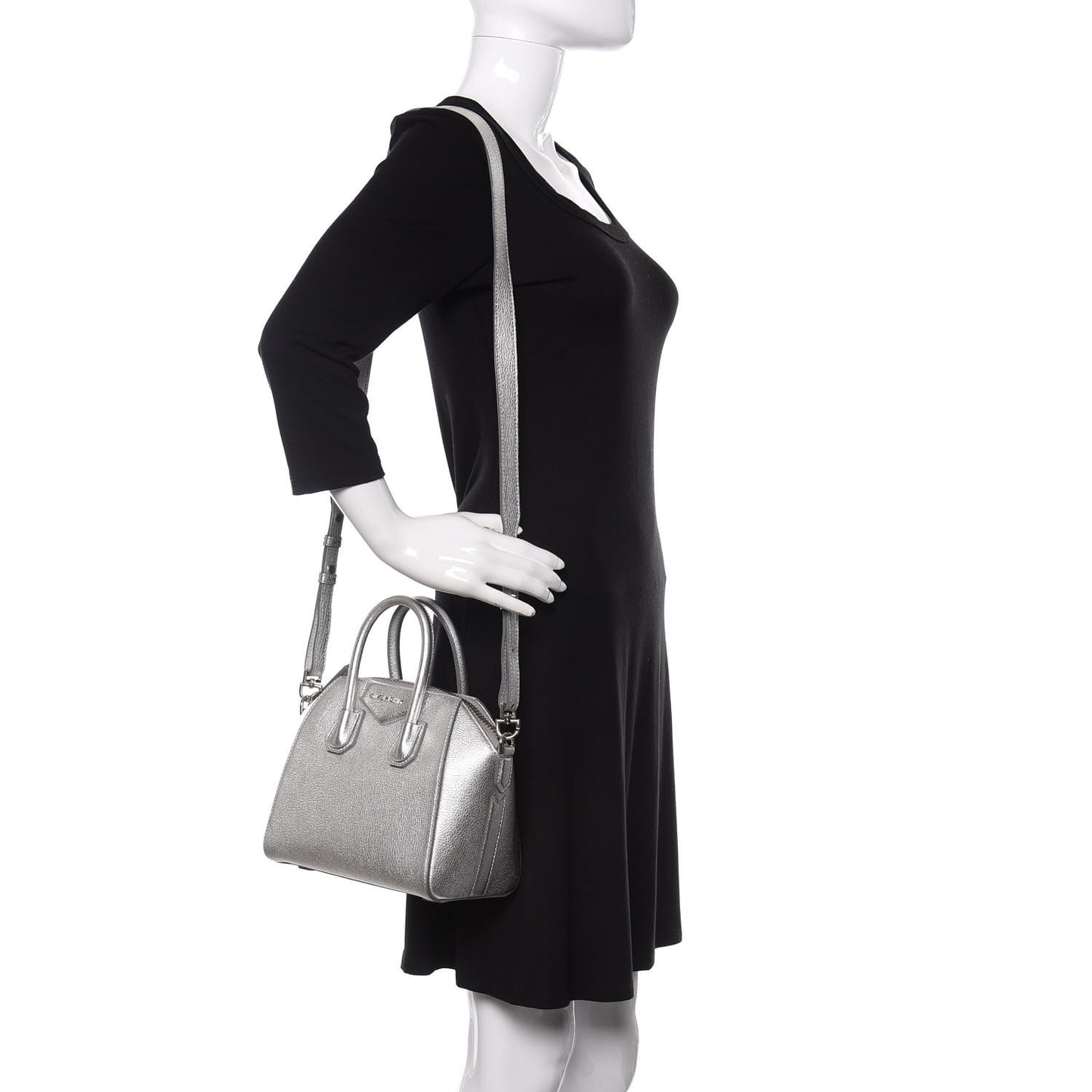 Metallic Sugar Goatskin Mini Antigona Silver