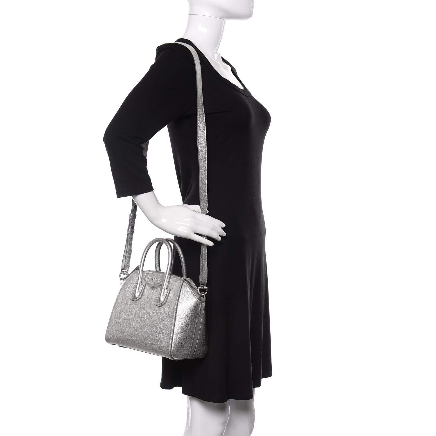 Givenchy Metallic Sugar Goatskin Mini Antigona Silver 2 of 11