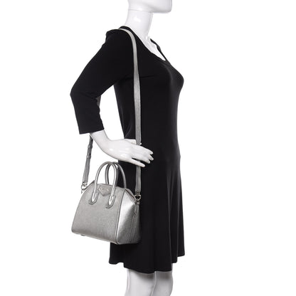 Givenchy Metallic Sugar Goatskin Mini Antigona Silver 2 of 11
