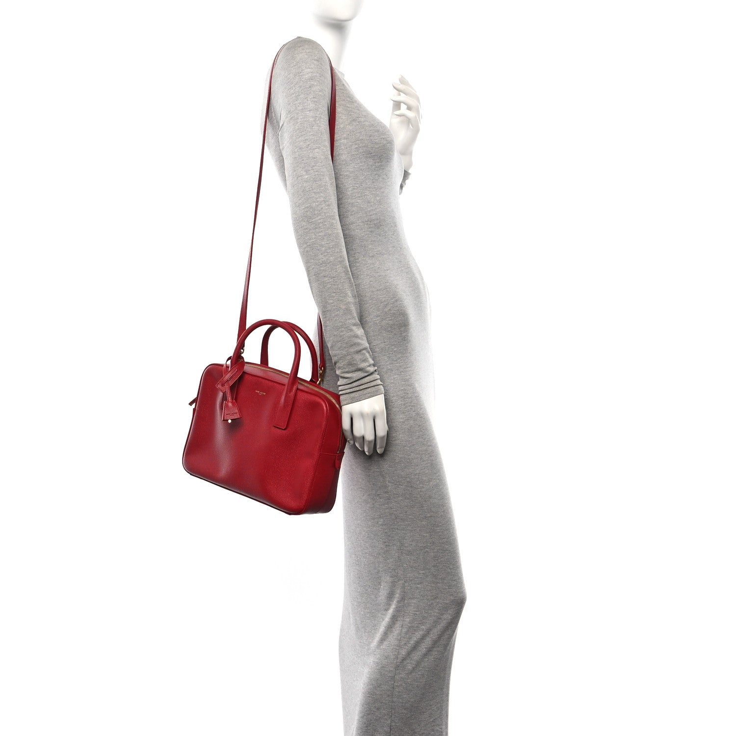 Saint Laurent Grain de Poudre Small Museum Briefcase Red 2 of 10