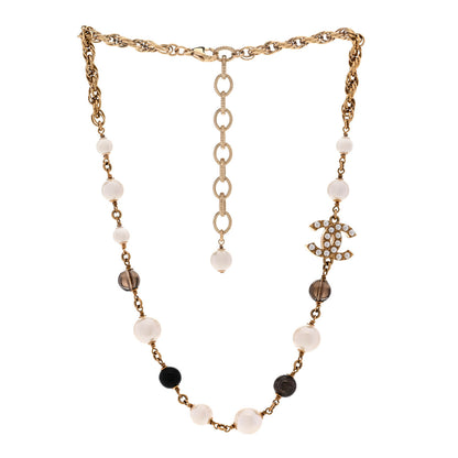 Chanel Pearl Bead CC Choker Necklace Gold Pearly White Black 3 of 6