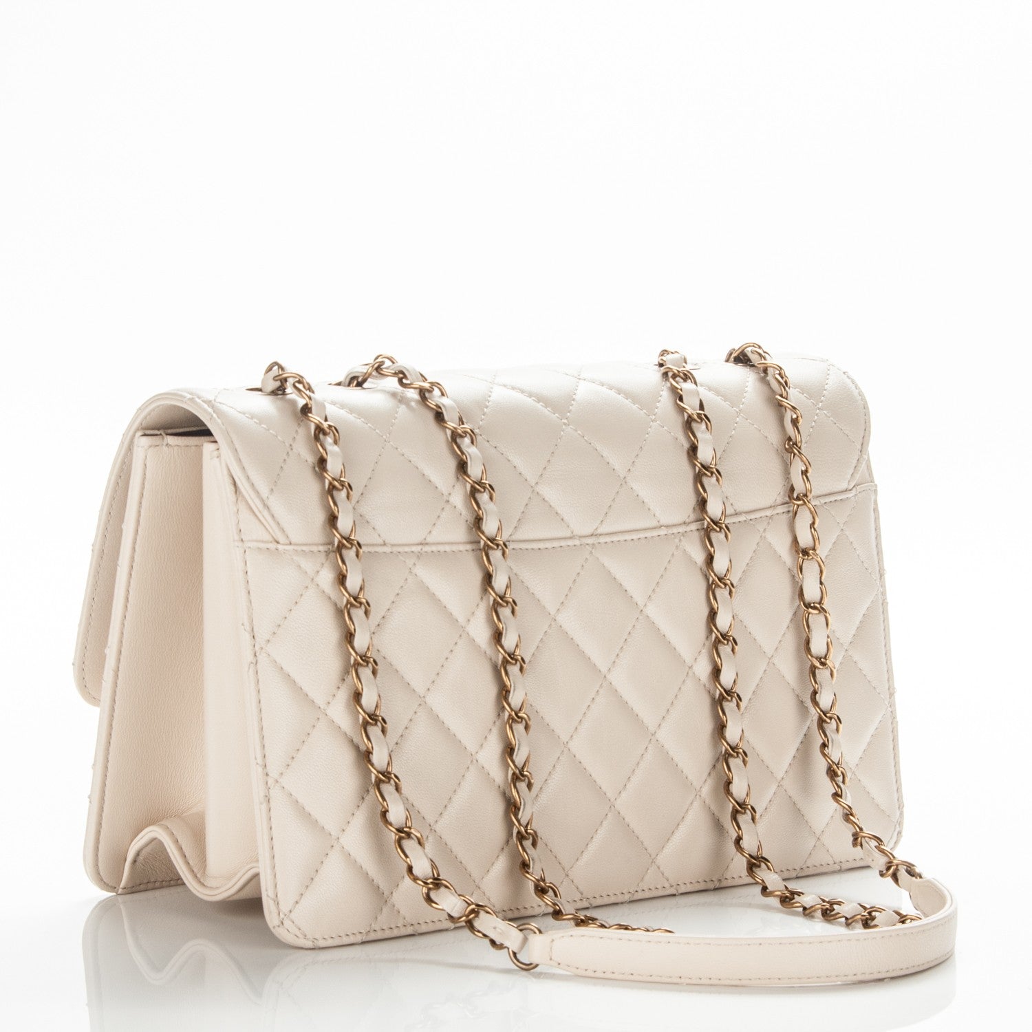 Chanel Sheepskin Quilted Large Beauty Lock Flap Beige Clair 3 of 9