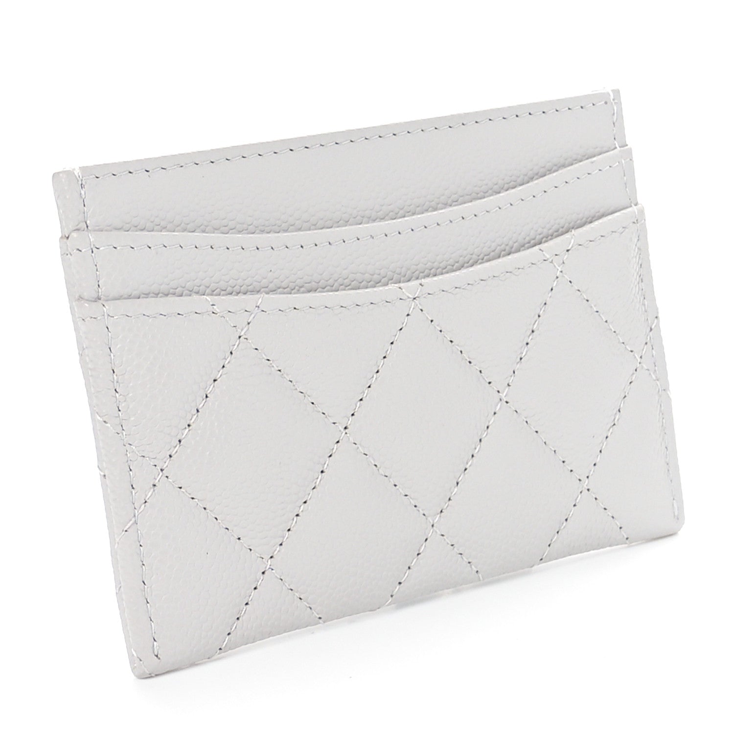 Chanel Caviar Quilted Card Holder Light Grey 3 of 8