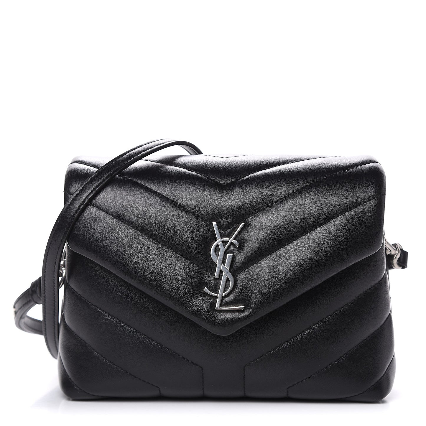 Calfskin Y Quilted Monogram Toy Loulou Crossbody Bag Black
