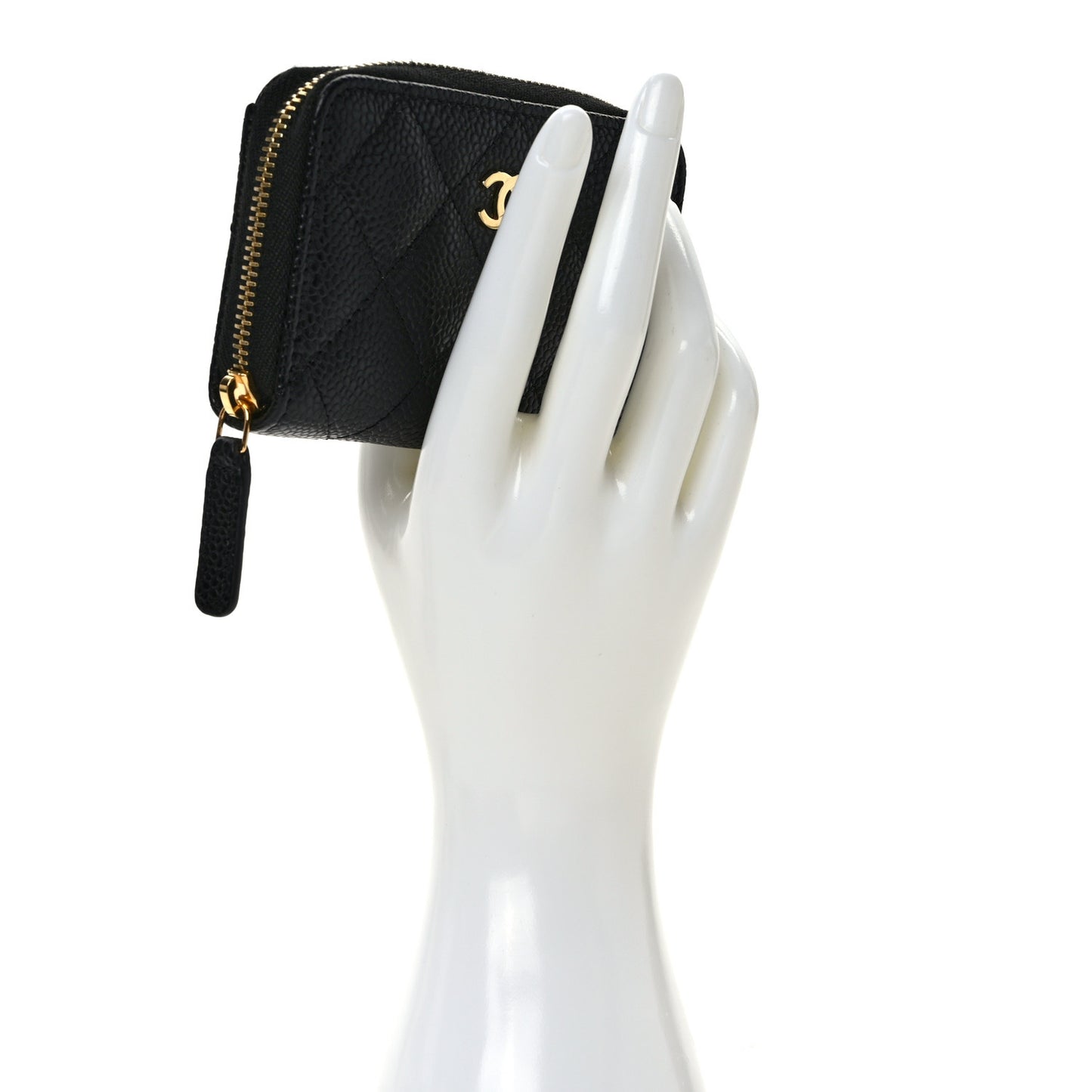 Caviar Quilted Zip Coin Purse Black