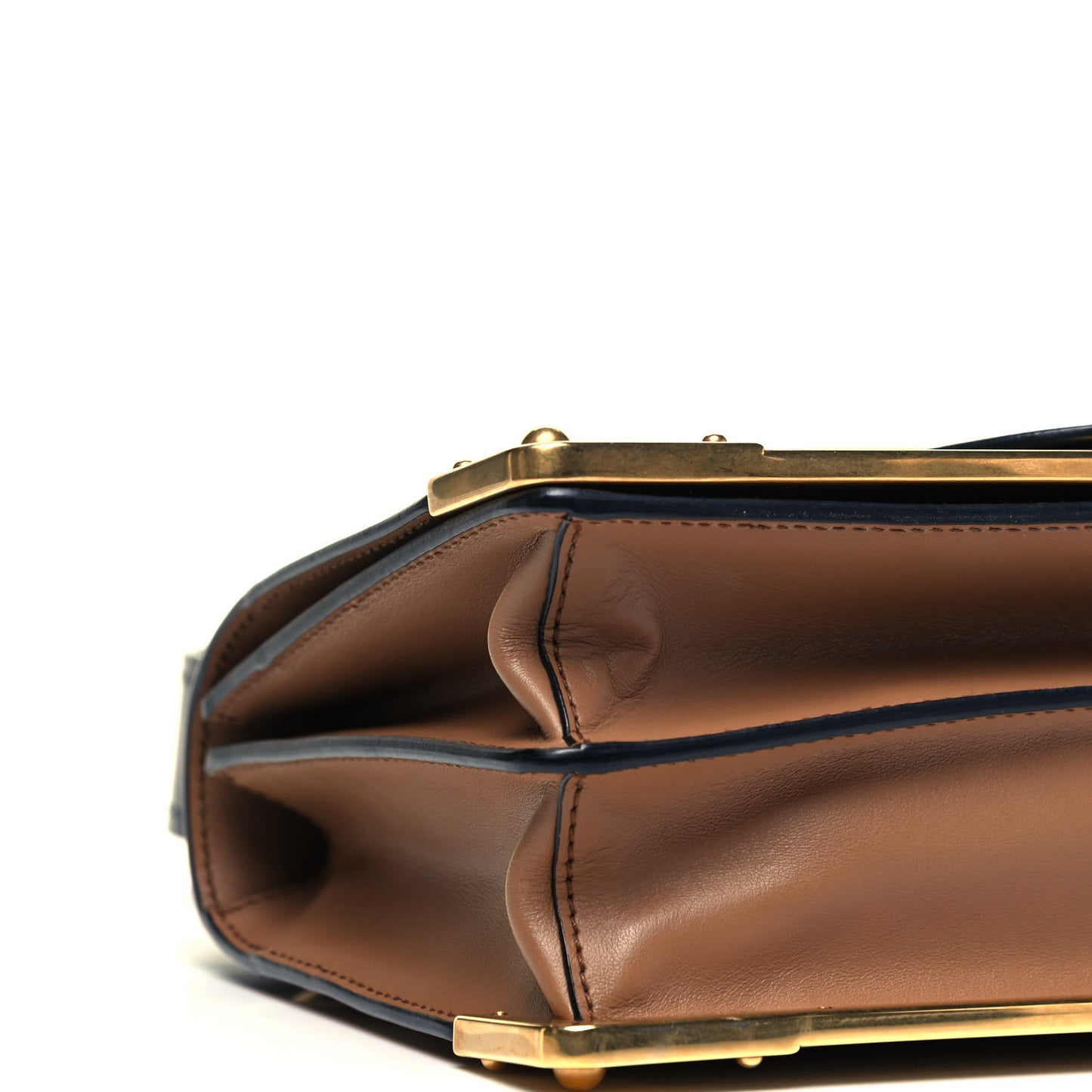 City Calfskin Saffiano Cahier Bag Caramel Black