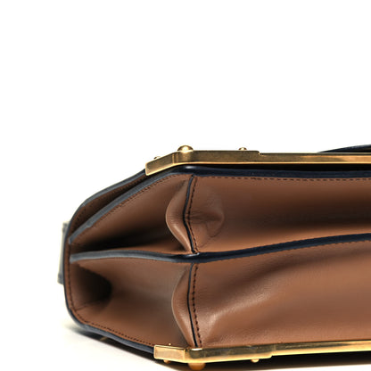 Prada City Calfskin Saffiano Cahier Bag Caramel Black 6 of 9