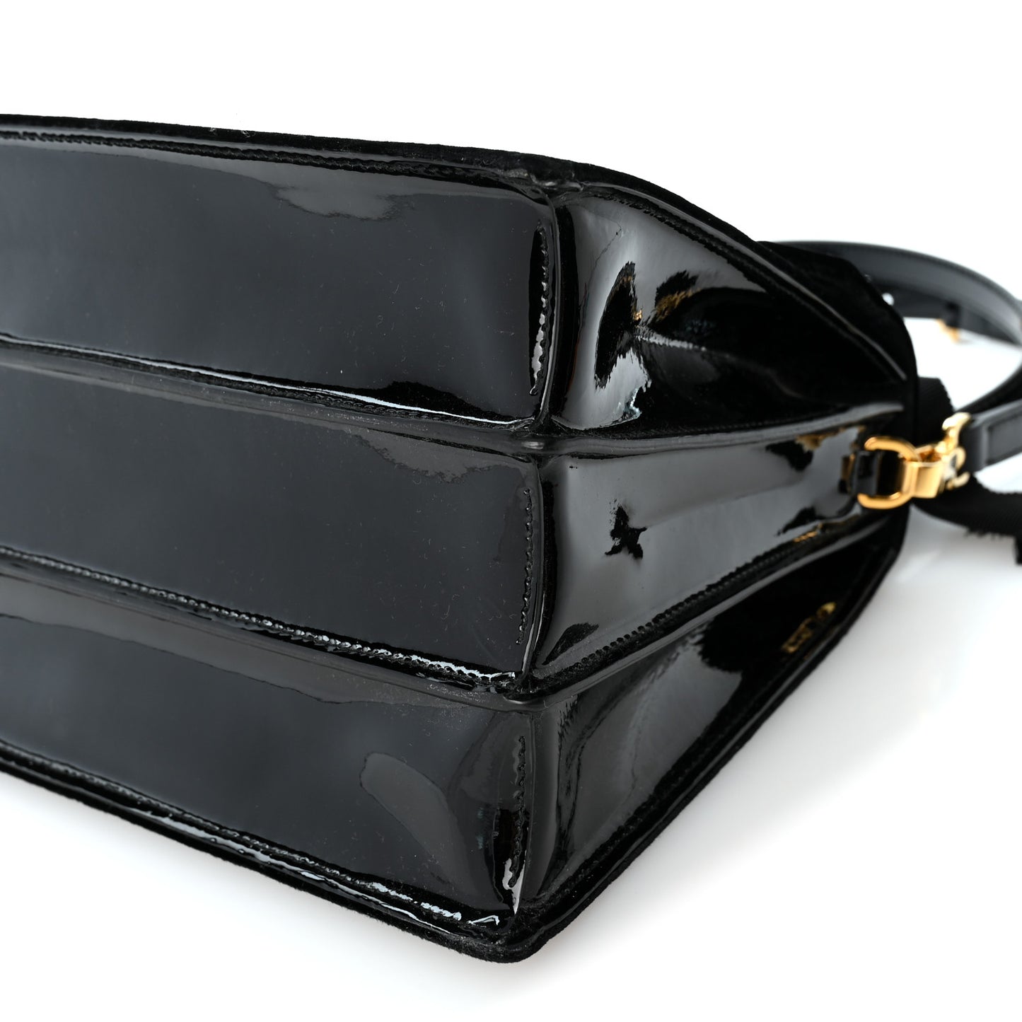 Velluto Vernice Madras Top Handle Bag Black