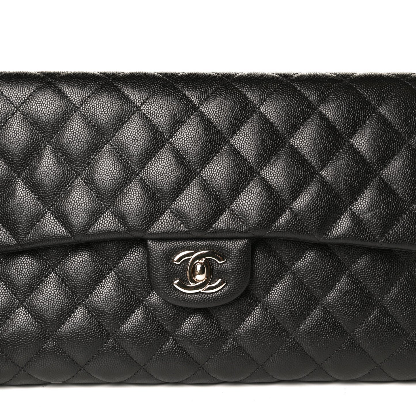 Caviar Quilted Flap Clutch Black