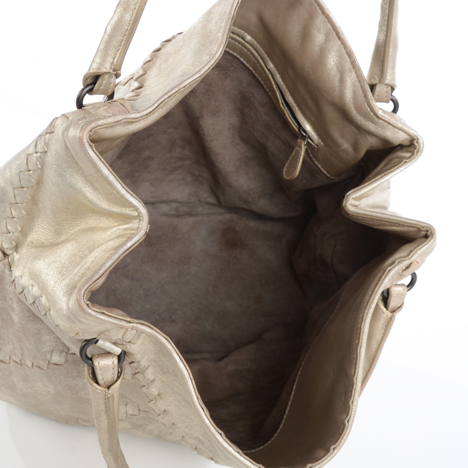 Bottega Veneta Washed Lambskin Mineral Budoir Tote Gold 5 of 9