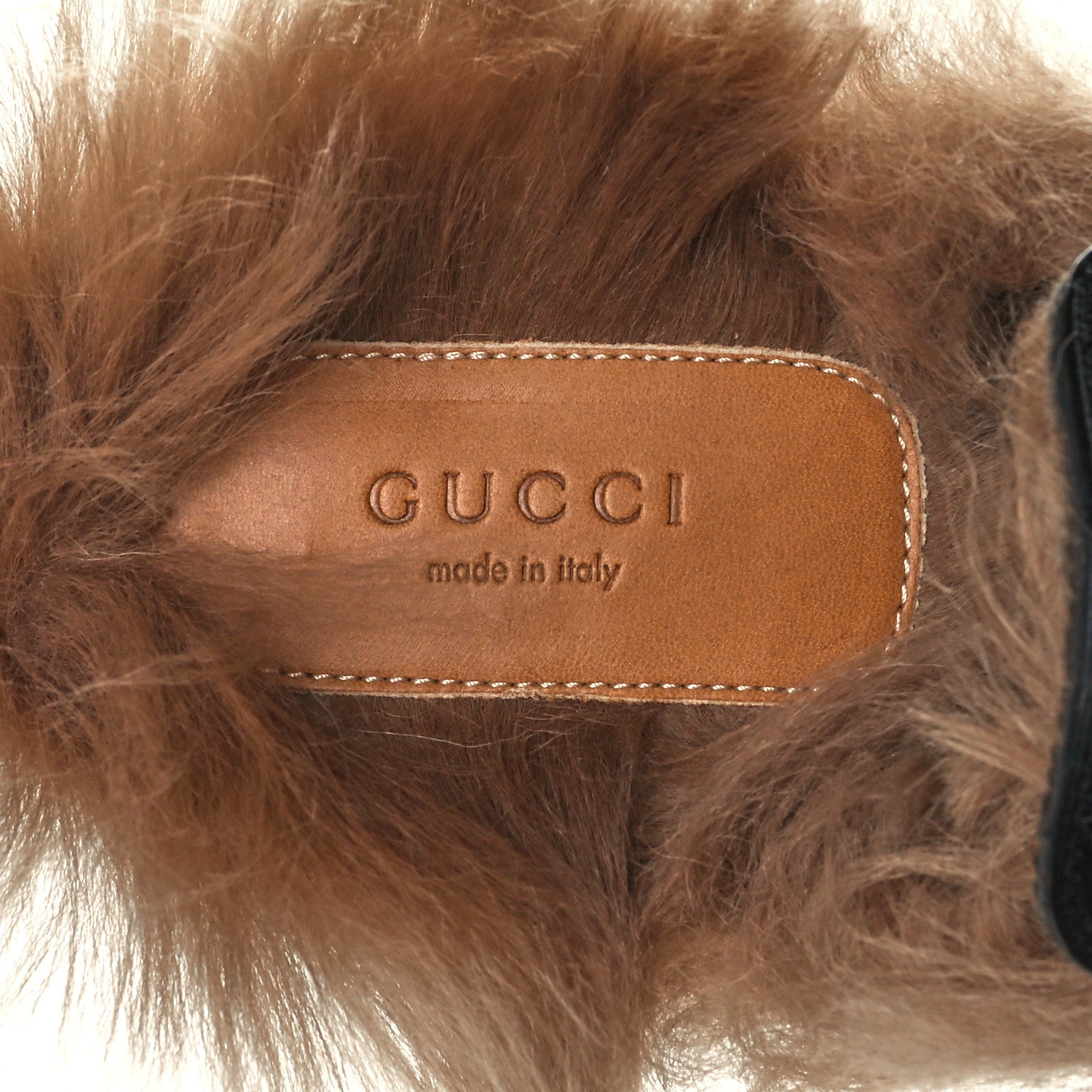 Gucci Goatskin Fur Bee Star Embroidered Womens Princetown Slippers 37 Black 8 of 9