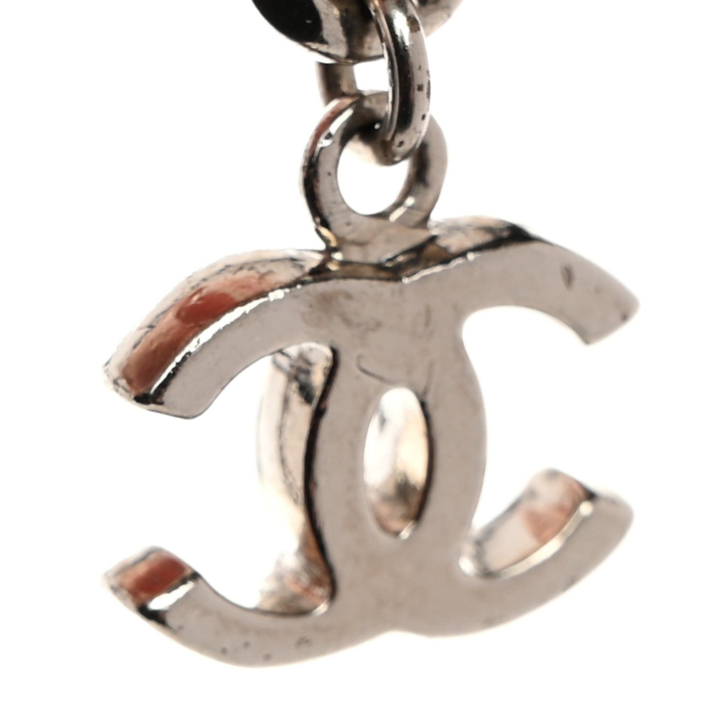 Metal CC Chain Logo Belt Silver