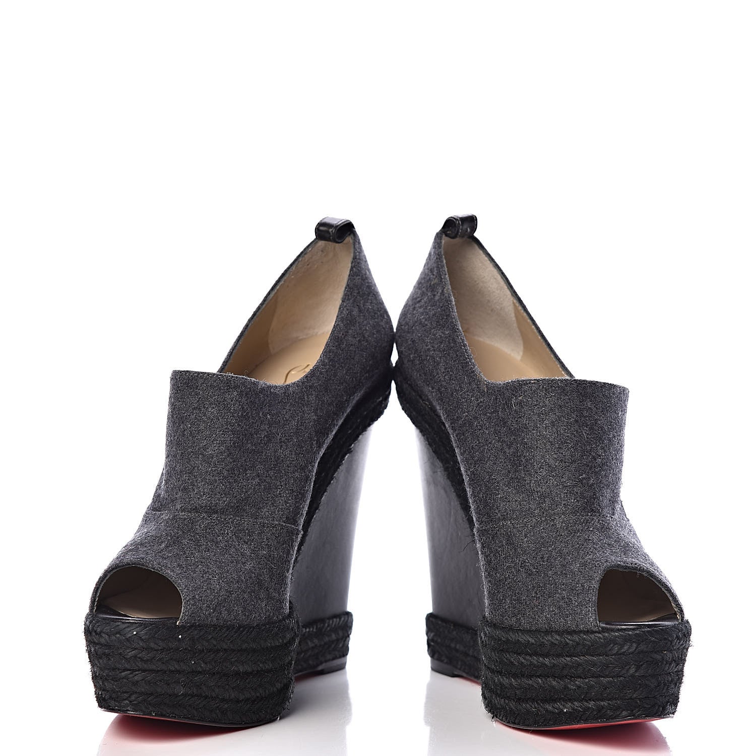 Christian Louboutin Flannel Rope Calfskin Deroba 140 Wedge Ankle Boots 39 Grey Black 5 of 9